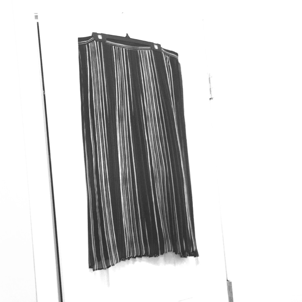 Black and white striped pleated skirt